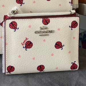 Coach LIMITED EDITION small zip around wallet in ladybug print NWT